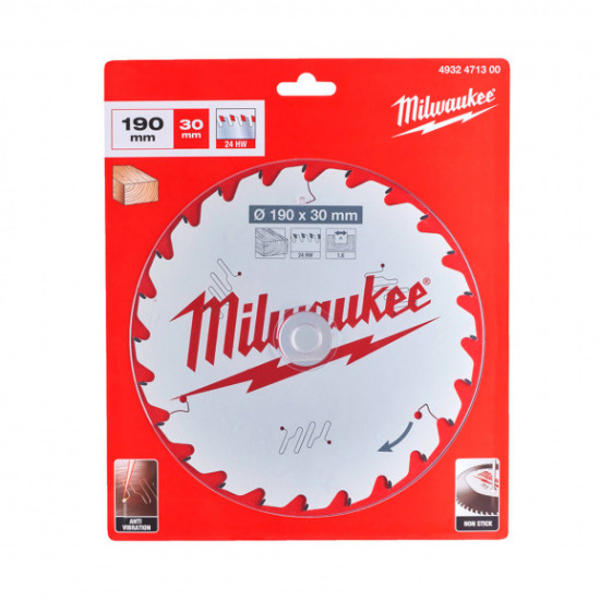 Диск с твърдосплавни пластини Milwaukee 4932471300, 190/1.6/30 Z=24