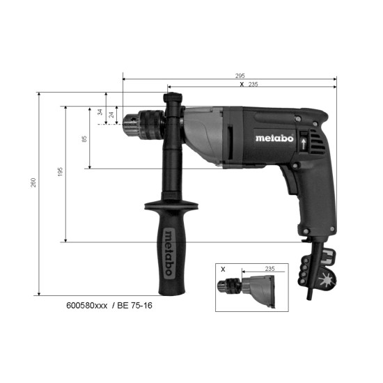 Бормашина metabo BE 75-16 ZKBF, 750 W