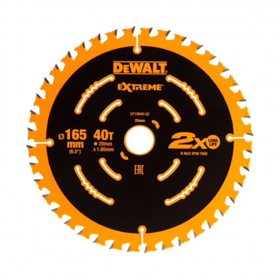 Диск с твърдосплавни пластини DеWALT DT10640, 165/1.65/20 Z=40